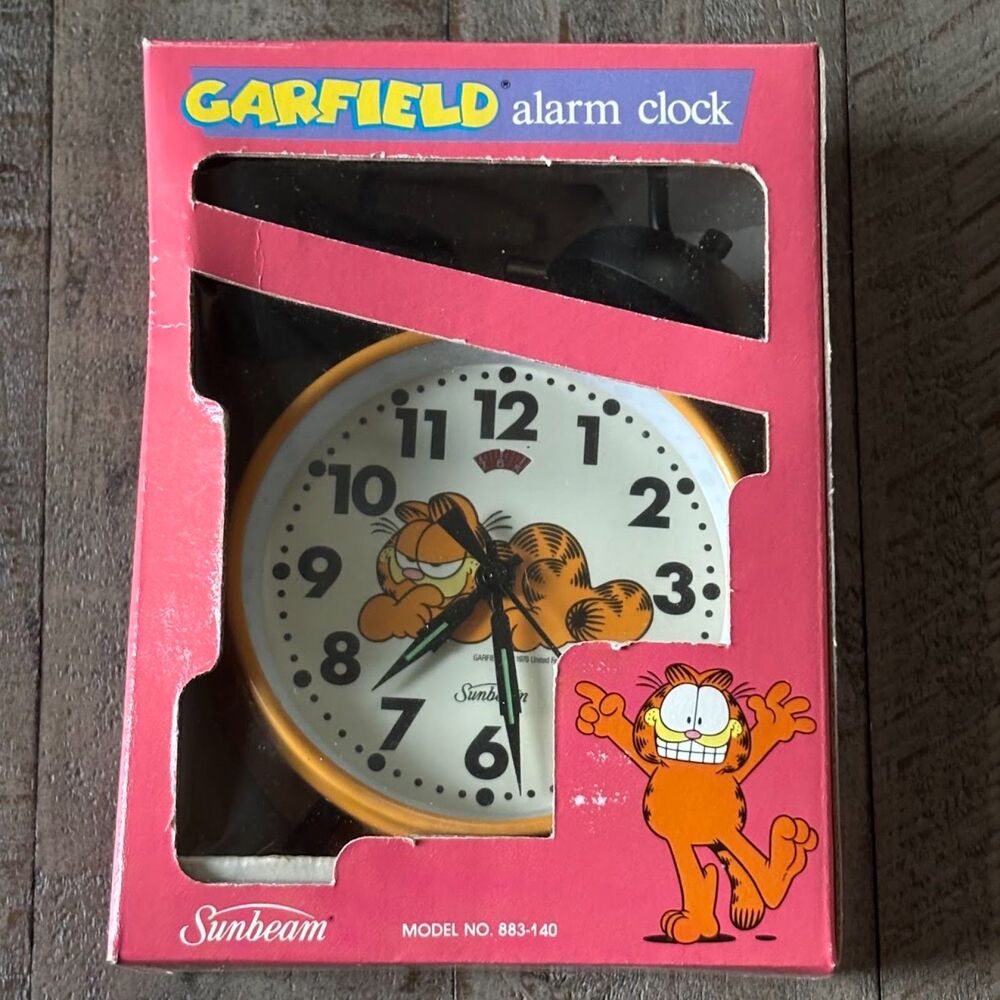 Vintage 1990s Sunbeam Jim Davis Garfield Double Bell Alarm Clock